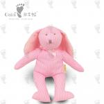 OAINI OEM ODM Pink Plush Stripe Bunny Toy EN71 Loveable  Soft Sitting Animal Toy Huggable Soft Rabbit Toy for sale
