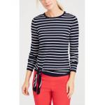 WOMEN'S 54% COTTON/44% MODAL/2% SPANDEX PULLOVER KNITTED STRIPE SWEATER WITH TIE FRONT for sale