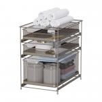 Sustainable Multifunctional Stackable Metal Wire Storage Basket Under Sink Organizer Sliding Basket for sale