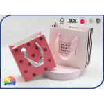 Pink Printing Present Package Paper Shopping Bags With Ribbon Handles for sale