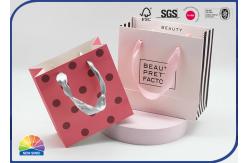 China Pink Printing Present Package Paper Shopping Bags With Ribbon Handles supplier