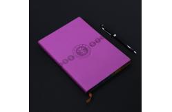 China Purple Soft Cover Pocket Notebook PU Leather Material With 100 Gsm Cream Pages supplier