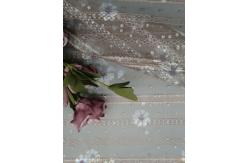 China Foil printing Tulle  Foil Dot coated Glitter Mesh Printed Lace Fabric supplier