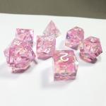 Pink crystal Resin Boarding Dice Set Dragon and Dungeon