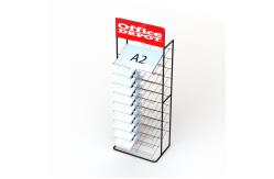 China KD Construction A3 Papers Black Metal Display Rack With Wire Shelves supplier