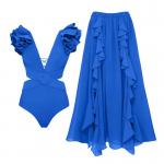 Vibrant Padded Swimsuit Set Three Nylon Swimwear For Beach And Pool