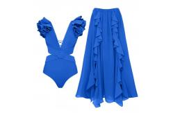 China Vibrant Padded Swimsuit Set Three Nylon Swimwear For Beach And Pool supplier