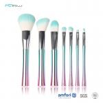7 PCS Rainbow Plastic Handle Cosmetic Makeup Brush Set Private Label Design for sale