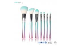 China 7 PCS Rainbow Plastic Handle Cosmetic Makeup Brush Set Private Label Design supplier
