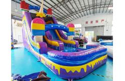 China ROHS Ice Cream Bouncer Outdoor Inflatable Water Slides With Pool supplier