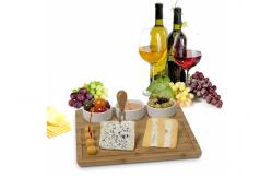 China Unbreakable Bamboo Cheese Serving Tray , Bamboo Cheese Platter Board With 3 Bowl supplier