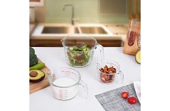 China Kitchen Baking Glass Measuring Cup With Red Graphics Microwave And Oven supplier