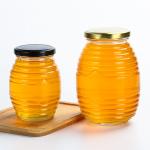 Bee Shape Little Glass Jars , Fancy Threaded Round Glass Jar With Lid for sale