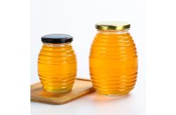 China Bee Shape Little Glass Jars , Fancy Threaded Round Glass Jar With Lid supplier