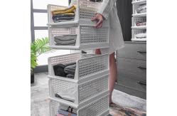 China Gray 43x33cm Plastic Storage Boxes For Clothes Stackable Bin Storage supplier