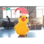 Yellow 2m Inflatable Christmas Duck With Hat Courtyard Decoration for sale
