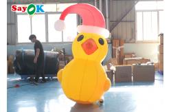 China Yellow 2m Inflatable Christmas Duck With Hat Courtyard Decoration supplier