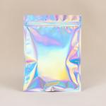 Smell Proof Small Plastic Resealable Bags Shiny Reusable Foil Bags Holographic Makeup for sale