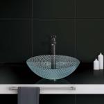 Super Clear Glass Vanity Sinks Bowl Bathroom Transparent CNC Engraving for sale