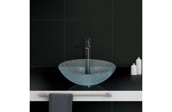 China Super Clear Glass Vanity Sinks Bowl Bathroom Transparent CNC Engraving supplier