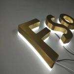 Gold Brush Stainless Steel Backlit Signs Metal Letters for sale