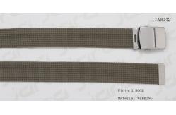China Khaki / Black Classic Polyester Webbing Belt With Antic Silver Plate Clip Buckle supplier