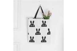 China Multi Purpose Cute Canvas Shopping Totes Pocket Inside Rabbit Print Bag supplier