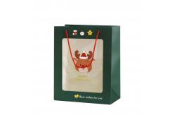China Custom Printed Paper Carrier Bags With Clear Window For Christmas Gift supplier