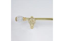 China 2M Pipe Curtain Pole Golden Aluminum Finials With Metal Single Brackets supplier