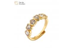 China 18k Gold Plated Heart Diamond Rings Adjustable Open Sweet Love Zircon supplier