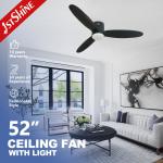 Modern Decorative Remote LED Ceiling Fan Flush Mount 3 Color Lighting for sale