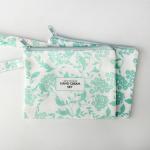 Custom Logo Eco Friendly RPET Makeup Travel Green Zipper Packaging Bag For Cosmetic for sale