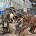 Theme Park  Realistic Animatronic Dinosaur Gorgonops VS Scutosaurus With Movement And Sound Customization for sale