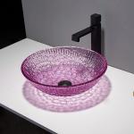 395mm Crystal Wash Basins Round 130mm Purple Bathroom Bowl Basin for sale