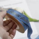 Customized 3D Gold Foil Embossed Satin Grosgrain Ribbon with Personalized Logo Printing