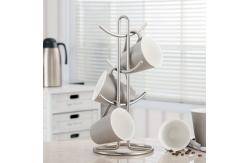 China Oem Stainless Steel Coffee Mug Tree Holder Dryer Rack With 6 Hooks supplier