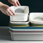 OEM ODM Rectangle Double Plastic Drain Basket Save Space Green
