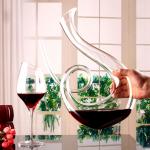 Modern Hand Blown Glass Decanter , Clear Glass Flat Bottom Wine Decanter
