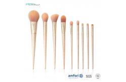 China Gold Synthetic Hair Makeup Brushes Travel Kit With Plastic Handle supplier