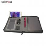 Waterproof Portable Zippered Leather Portfolio , PU Leather File Folder With Zipper