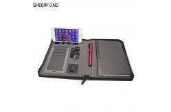 China Waterproof Portable Zippered Leather Portfolio , PU Leather File Folder With Zipper supplier