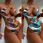 Triangle Sexy One Piece Swim Suit Printed Beach Womens One Piece Swim Wear Bikini for sale