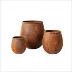 Round Hand Carved GRC Planter Pots For Indoor And Outdoor Decor for sale