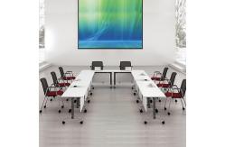 China White Rectangular Wooden Foldable Training Table Thickness 25mm For Meeting Room supplier