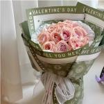 Direct Mixed Pulp 50g Waterproof Flower Wrapping Paper with Rose Printed Bouquet Design