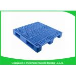 Ventilated Plastic Skids Pallets Single Faced , Euro Blue Plastic Pallets Ventilated Deck