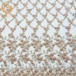 Sequined Unique Lace Fabric 135cm Width 3D Embroidery For Wedding Gown for sale
