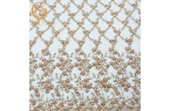China Sequined Unique Lace Fabric 135cm Width 3D Embroidery For Wedding Gown supplier