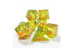 China Orange Flowing Sand Yellow Crystal Resin Dnd Dice Sharp Edge Fantasy supplier