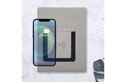 China Multipurpose Folding Power Bank Notebook Folder 6 Rings Leather Material supplier